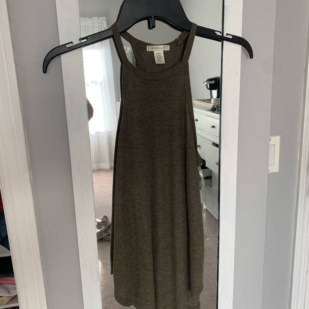 green halter tank top